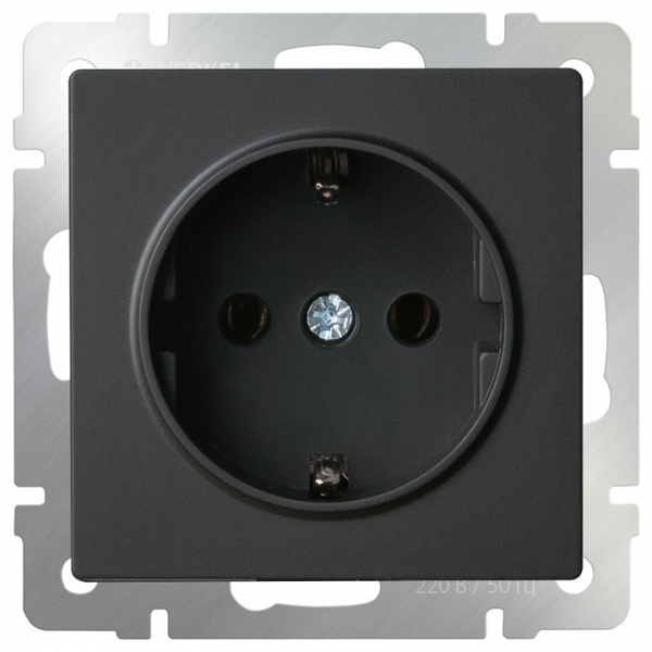 Розетка с заземлением и со шторками без рамки Werkel черный матовый W1171108
