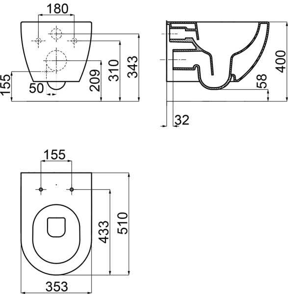Унитаз подвесной Ravak Uni Chrome RimOFF X01535 белый