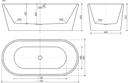 Акриловая ванна Sancos Mimi 170x80 FB01, белый
