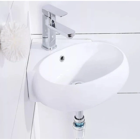 Раковина CeramaLux 9359 35 см, угловая, подвесная, белый