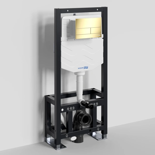 Инсталляция для унитаза WasserKRAFT Dill 61 61TLT.010.ME.PG04 с кнопкой смыва, золотой