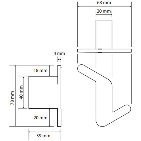 Крючок Bemeta Organic 157106201L асимметричный левый