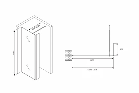 Душевая перегородка Abber Immer Offen AG66120B