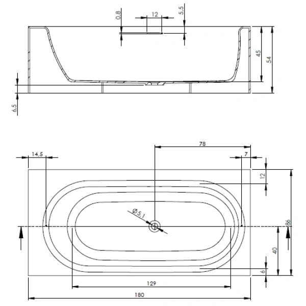 Ванна из литьевого мрамора Riho Madrid B124001105 180x86 см, отдельностоящая, белый