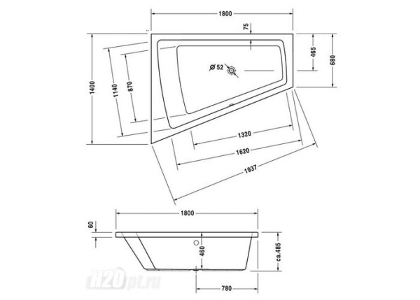 Акриловая ванна Duravit Paiova 180x140 SX 700216000000000 левая