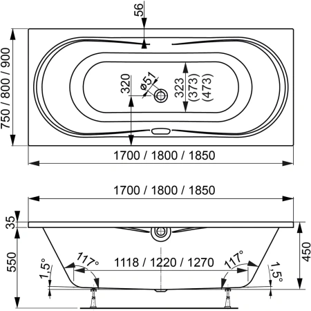 Акриловая ванна 180x80 см Vagnerplast Briana VPBA180BRI2X-04