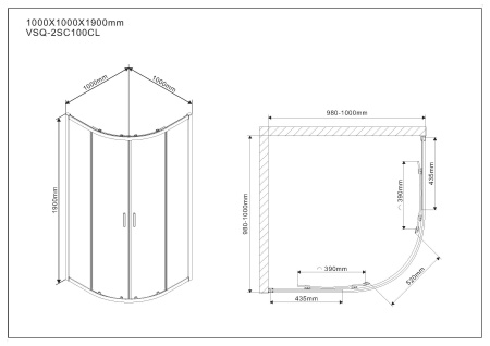 Душевой уголок Vincea Scala VSQ-2SC100CL