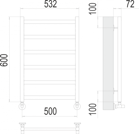 Аврора П6 500х600 Полотенцесушитель TERMINUS