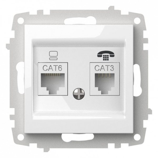 Розетка двойная RJ-12 и Ethernet RJ-45 без рамки Elbi Eleсtriс Zena Vega 609-015600-249