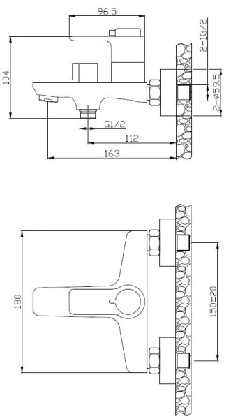 Смеситель для ванны BelBagno ANCONA ANCONA-VASM-CRM термостатический