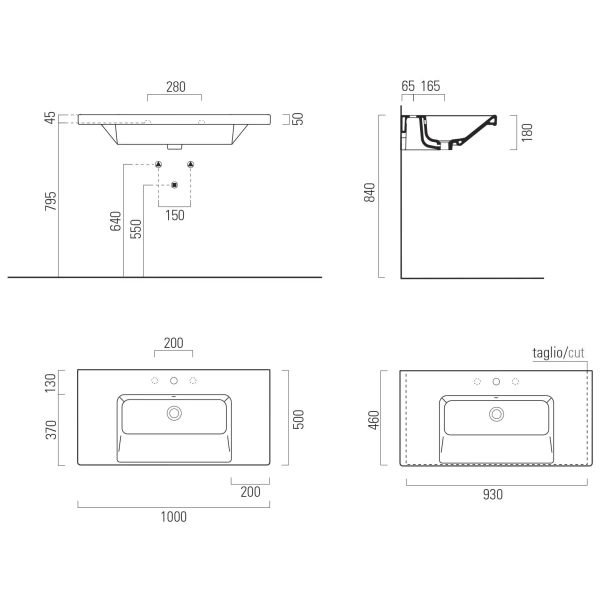 Раковина 100x50 см GSI Norm 8633111