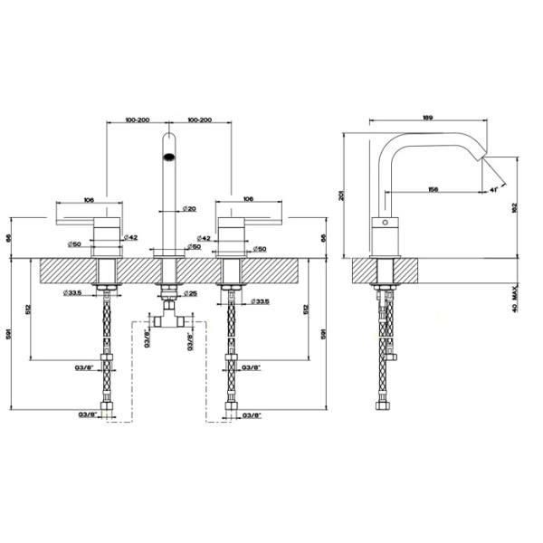 Смеситель для раковины Gessi 316 54012#239 нержавейка