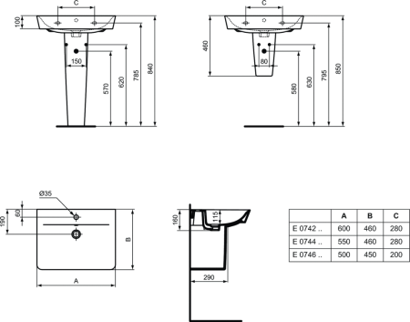 Раковина Ideal Standard Connect Air E074201