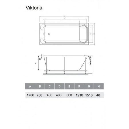 Акриловая ванна Relisan Viktoria 170х70 Гл000026566 белый