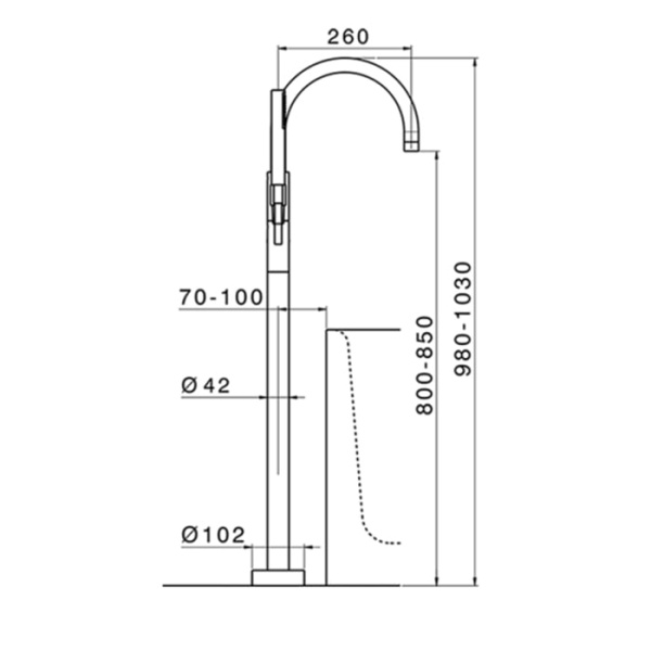 Смеситель для ванны Cisal Slim SM01420040 черный матовый