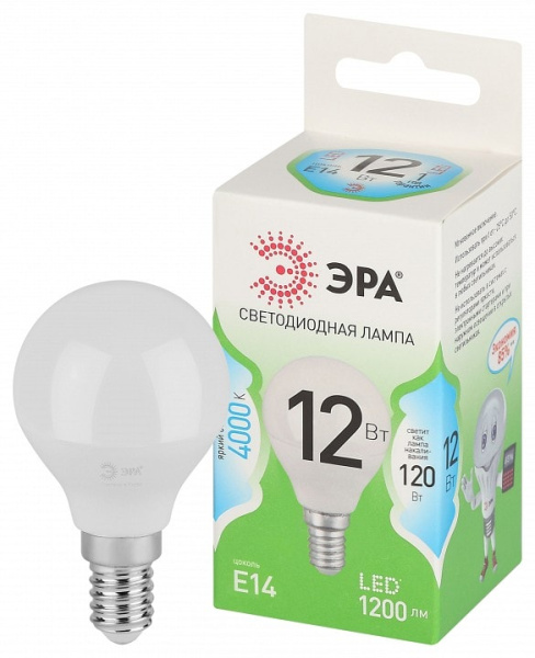 Лампа светодиодная Эра Green Line E14 12Вт 4000K LED P45-12W-840-E14 GL