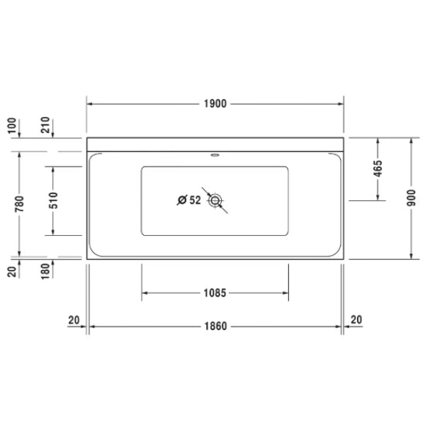 Акриловая ванна 190x90 см Duravit P3 Comforts 700378000000000