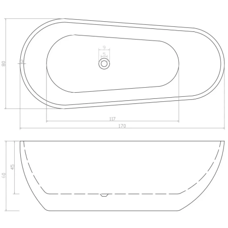 Акриловая ванна Ceruttispa Mimi CT10503 170x80 см, отдельностоящая, белый