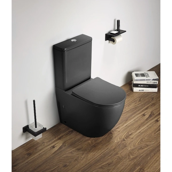 Унитаз-компакт CeramaLux 2166XMDH безободковый, с сиденьем микролифт, серый матовый