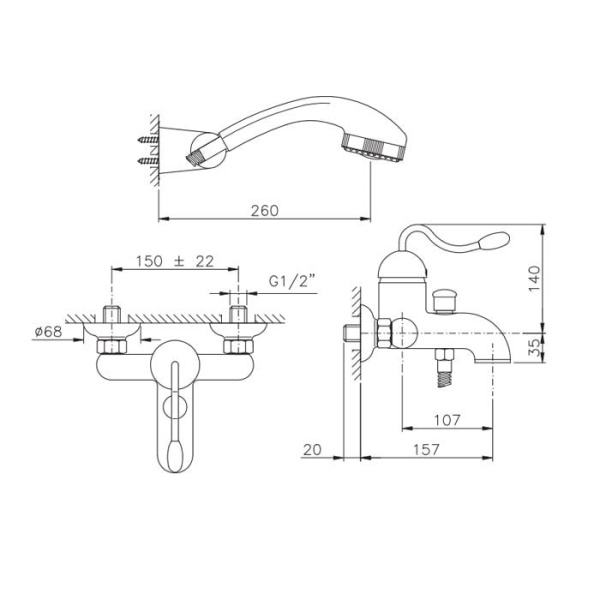Смеситель для ванны Nicolazzi Signal 3401GO20 золото