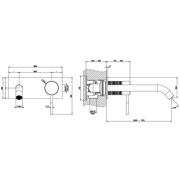 Смеситель для раковины Gessi 316 54390#707 черный матовый