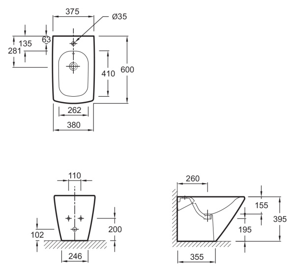 Биде напольное Jacob Delafon ESCALE E1293-00