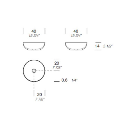 Раковина Milldue Bowl 40 2024*0 Bianco opaco