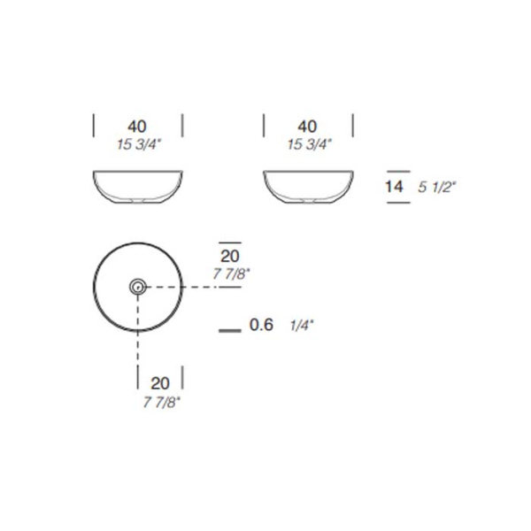 Раковина Milldue Bowl 40 2024*0 Bianco opaco