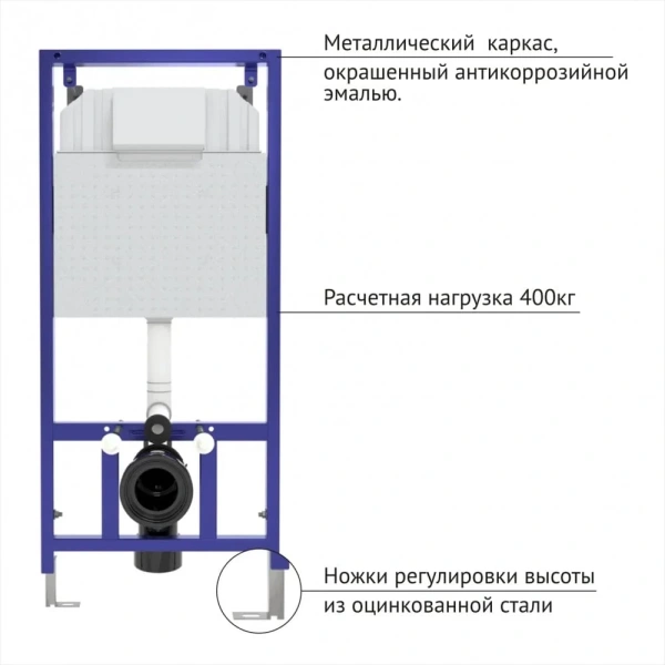 Инсталляция для унитаза Berges Novum D3 040233 с кнопкой смыва, хром