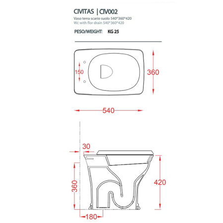 Чаша напольного унитаза Artceram Civitas CIV002 01 00