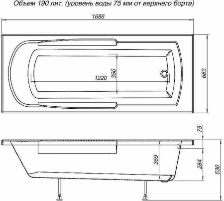 Акриловая ванна Aquanet Extra 170х70 белый
