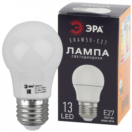 Лампа светодиодная Эра  E27 3Вт 3000K ERAW50-E27