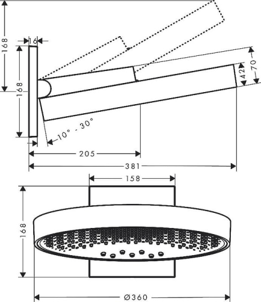 Верхний душ hansgrohe Rainfinity 360 3jet 26234140 шлифованная бронза