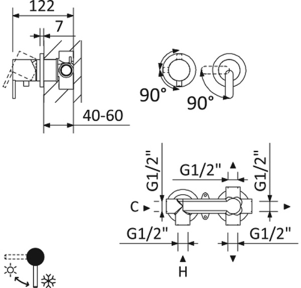 Смеситель для душа Cezares Leaf LEAF-VDIM3-L-01