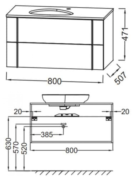 Тумба под раковину 80x47 см Jacob Delafon Nouvelle Vague 2 ящика /80/ блестящий аквамарин
