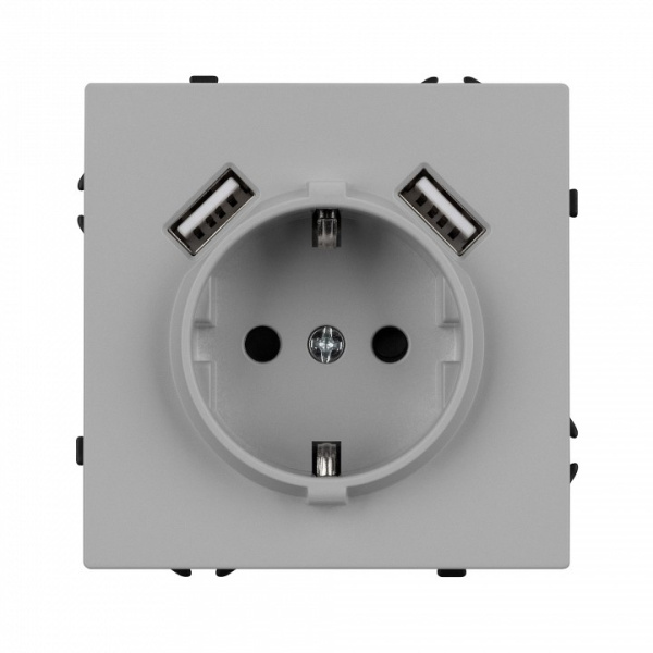 Розетка с заземлением и 2хUSB type A, без рамки Arlight SCT-NOBE 059443