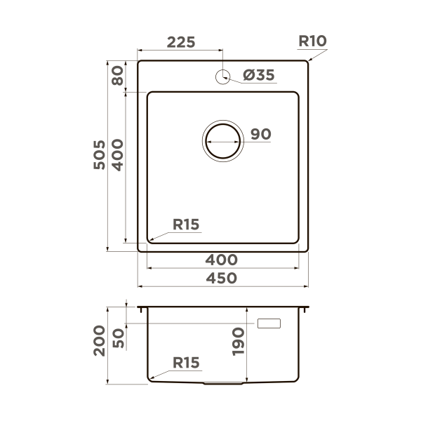Кухонная мойка Omoikiri Amadare 45-IN нержавеющая сталь/нержавеющая сталь 4993802