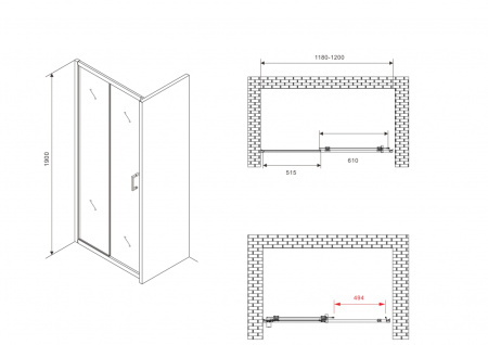 Душевая дверь Abber Schwarzer Diamant AG301205
