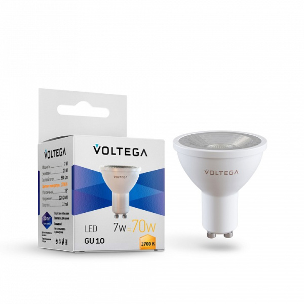 Лампа светодиодная Voltega Софит (Sofit) GU10 линзованный (Lens) GU10 7Вт 2700K 7252