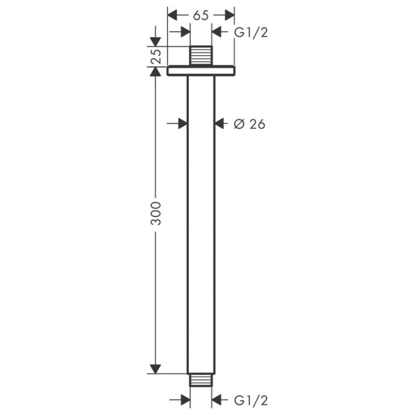 Потолочный держатель hansgrohe Vernis Shape 26407670 300 мм матовый черный