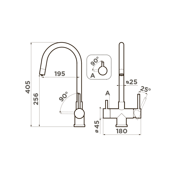 Смеситель для кухни Omoikiri Akita 4994086 нержавеющая сталь
