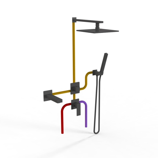 Душевой комплект Paini Grazia 21PZSET36911SHBATH черный матовый