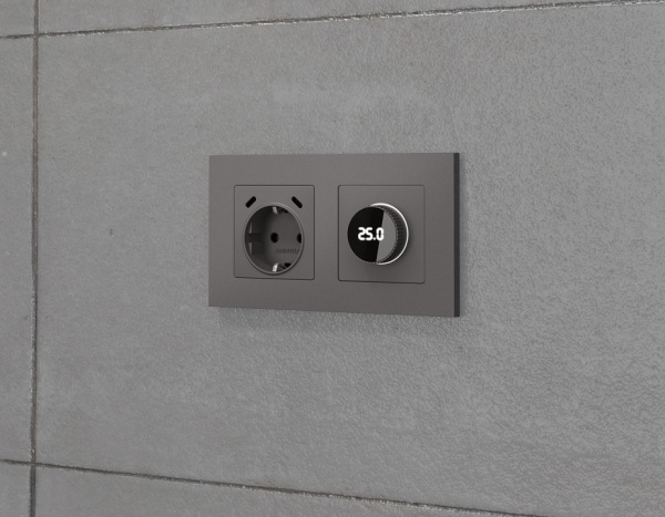 Накладка для розетки с заземлением и со шторками и 2хUSB type С Ambrella Volt ALFA AP6605