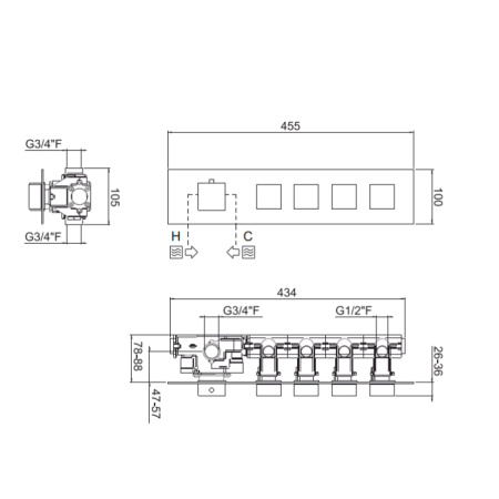 Смеситель для душа Carimali ilQuadro 21040EST/O-CR