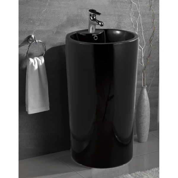 Раковина CeramaLux NB135B 44,5x44,5 см, напольная, черный глянец