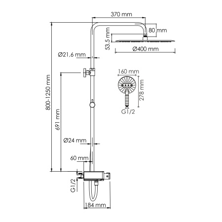 Душевая стойка WasserKRAFT A113.117.059.CH Thermo
