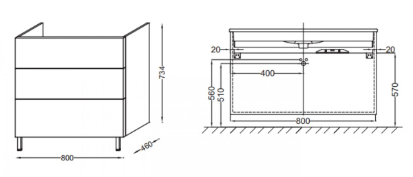 Тумба под раковину 80 см Jacob Delafon Vox EB2098-R1-E16 ореховое дерево