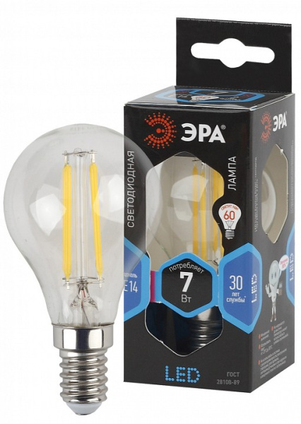 Лампа светодиодная Эра F-LED E14 7Вт 4000K F-LED P45-7W-840-E14