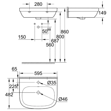 Раковина 59,9x48,2 см Grohe Euro Ceramic 3933500H