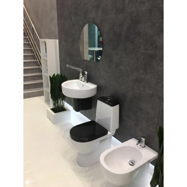 Унитаз-компакт с сиденьем микролифт Sanita Luxe Best Color Motion WC.CC/Best/2-DM/BLK.G/S1